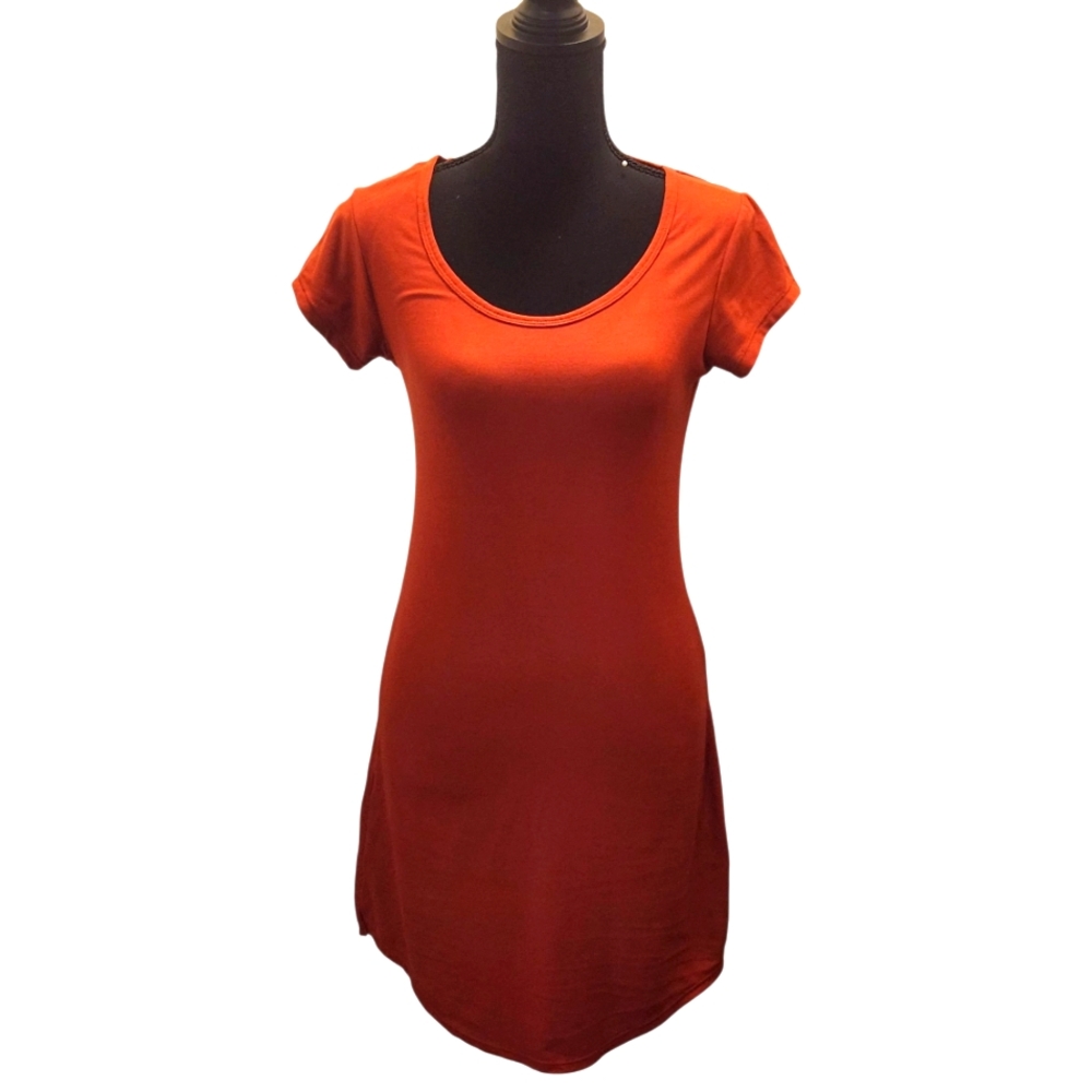 Planet Gold Orange Cap Sleeve Fitted Dress